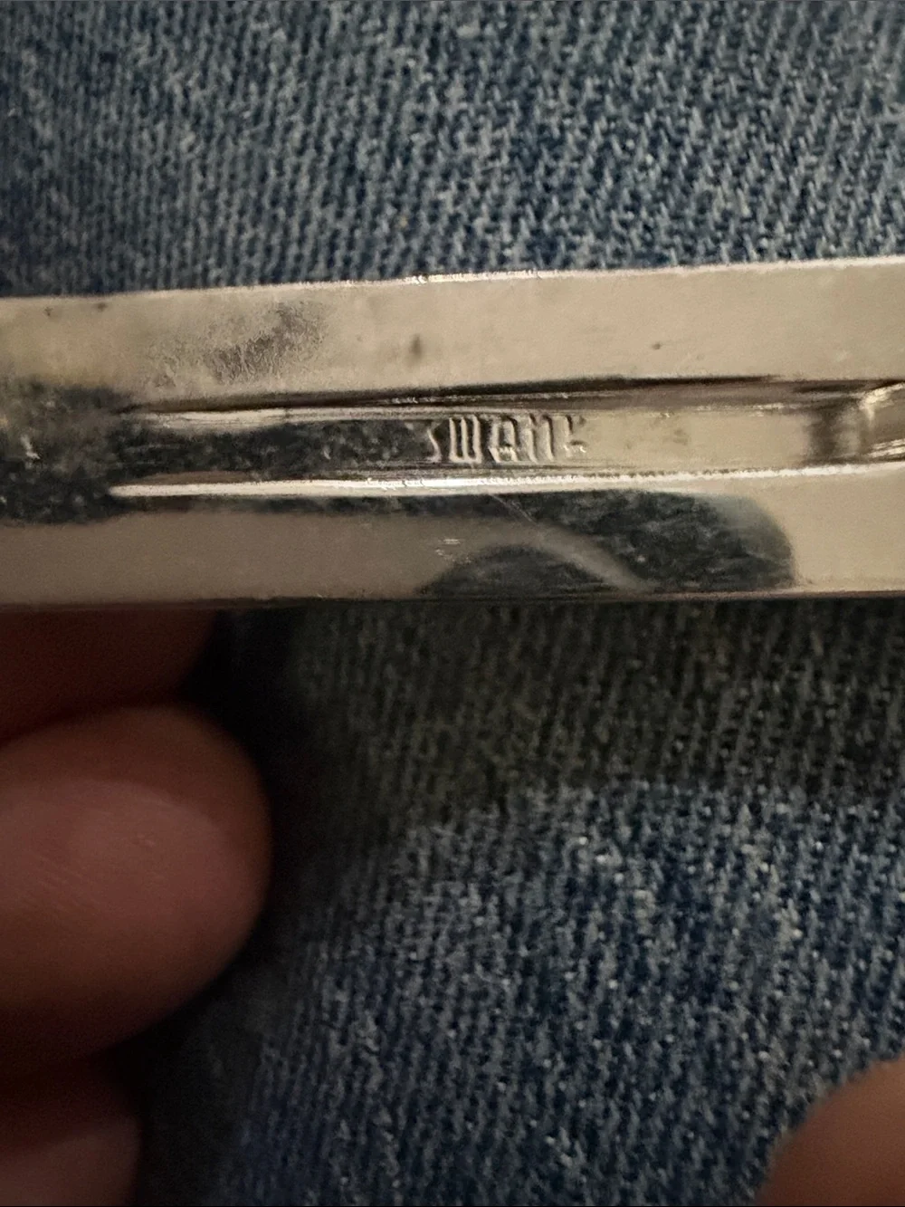 SWANK Silver Rectangular Geometric Cufflinks